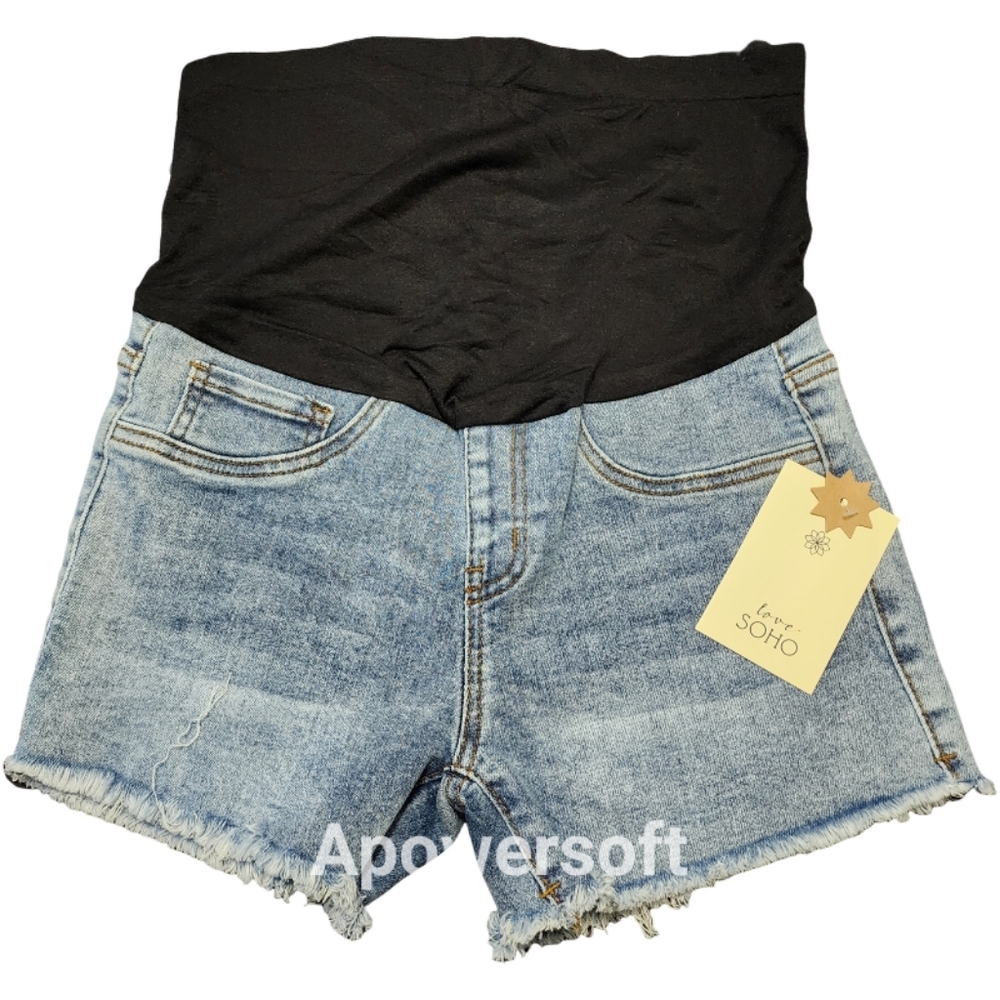 Love Soho Maternity Blue Jean Shorts